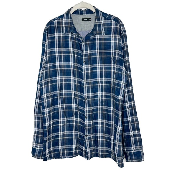 Vince Other - VINCE Mens Button Front Blue Plaid Long Sleeve 100% Cotton Shirt Top Sz Large